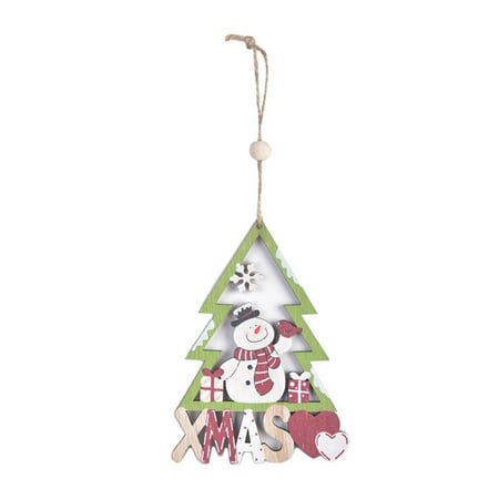 

Bluelans christmas Cute Wood Santa Claus Snowman Elk Shapes Pendant Decor with Christmas Tree Frame