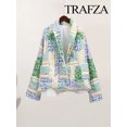 thumbnail image 5 of TRAFZA-abrigo con estampado de flores para mujer, chaquetas 2 en uno acolchadas reversibles de manga larga con frente abierto, ropa de calle Vintage de otoño, 5 of 5
