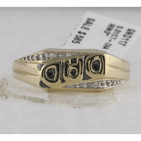 10kt Yellow Gold Mens Round Diamond Dad Father Band Ring .01 Cttw