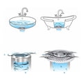 thumbnail image 4 of Yuarrent Filtro de fregadero de baño, drenaje de suelo de ducha de acero inoxidable, recogedor de pelo de baño, colador antiobstrucción, cubierta de Juegos de accesorios de baño Yuarrent HA065619-00B, 4 of 6