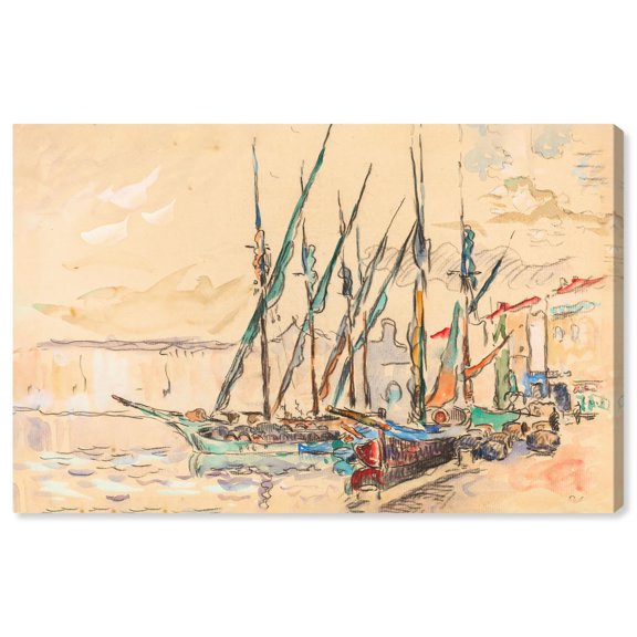 St Tropez 1906 Canvas Coastal Classic Art by Art Remedy, Gallery Wrapped, 54" x 36"