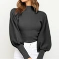 thumbnail image 2 of Vedolay Cropped Sweater Womens Crew Neck Sweater 2023 Long Sleeve Solid Color Casual Knitted Pullover Tops,Black S, 2 of 5
