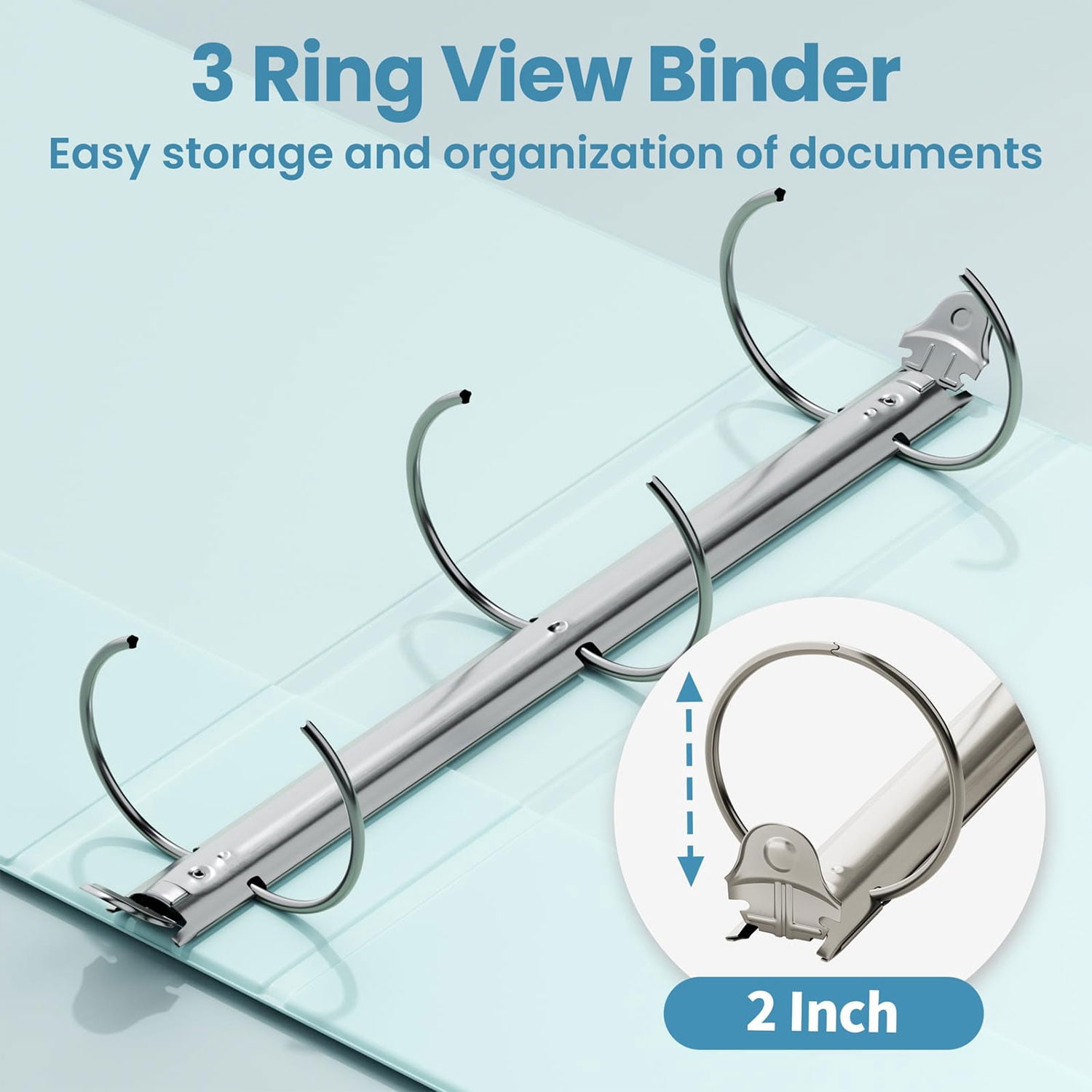 2 Inch Binders,3 Ring Binder 2 Inch Clearview Round Ring Holds 450 Sheets of Letter Size Paper for School,Recipe,4-Pack Assorted Color Organizer Notebook Binders