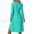 thumbnail image 6 of Karymi Diagonal & Vertical Stripe Patchwork Crew Neck Long Sleeve Midi Dress, Elastic Cuff Side Slit Loose Flowy Casual Daily Sundress Maxi Dresses for Women, 6 of 7