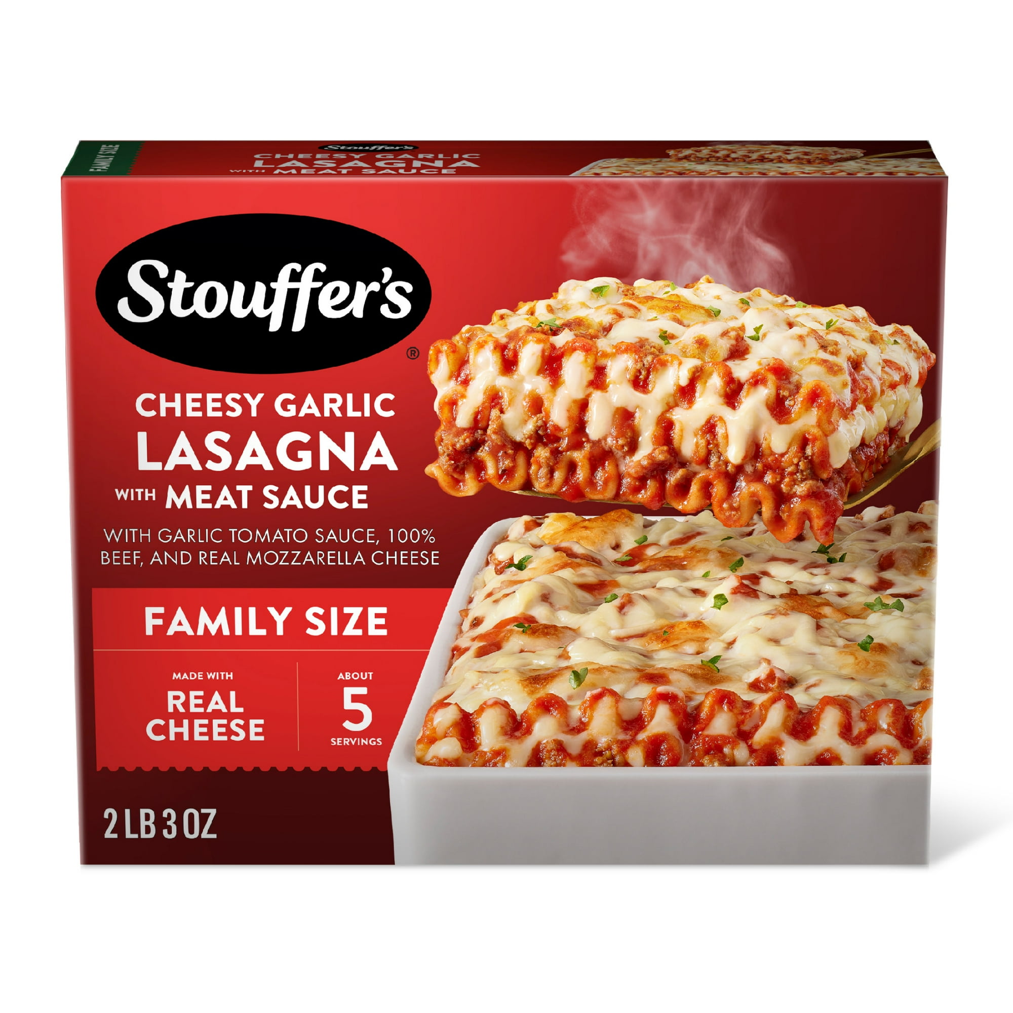 Stouffer’s Cheesy Garlic Lasagna with Meat Sauce, Family Size Lasagna, Easy Frozen Dinners 35 oz