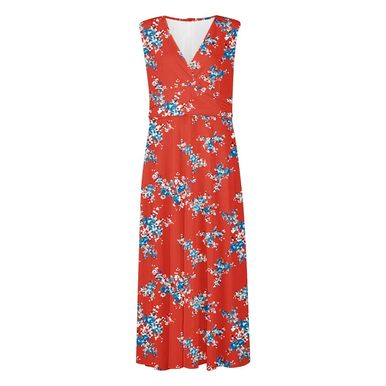 Titcea Summer Dresses for Women 2026 Deep V Neck Sleeveless Wrapped Chest Flowy Maxi Dresses Floral Printed Casual Elegant Dresses, Gifts for Mom/Her Titcea Summer Dresses for Women 2026 Deep V Neck Sleeveless Wrapped Chest Flowy Maxi Dresses Floral Printed Casual Elegant Dresses, Gifts for Mom/Her