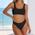 thumbnail image 2 of UJNDER Womens Swimsuits Ribbed Two Piece Bikini Swimsuit with Wide Shoulder Strap Top and Mid Waist Bathing Bathing Suits for Women Black L, 2 of 5