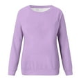 thumbnail image 4 of Crewneck Sweatshirts for Women Solid Color Long Sleeve Shirts O-Neck Pullover Tops, 4 of 5