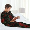 thumbnail image 6 of Salouo Roses Print Button-Front Long Sleeve Pajama Set for Men, Soft 2Pjs Men's Long Sleeve Sleepwear-Small, 6 of 7