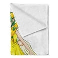 thumbnail image 2 of Anime Soft Flannel Fleece Throw Blanket, Fantasy Illustration of a Fairy Girl in a Yellow Dress Japanese Manga, Cozy Plush for Indoor and Outdoor Use, 50" x 70", Yellow Lime Green Ivory, by Ambesonne, 2 of 5