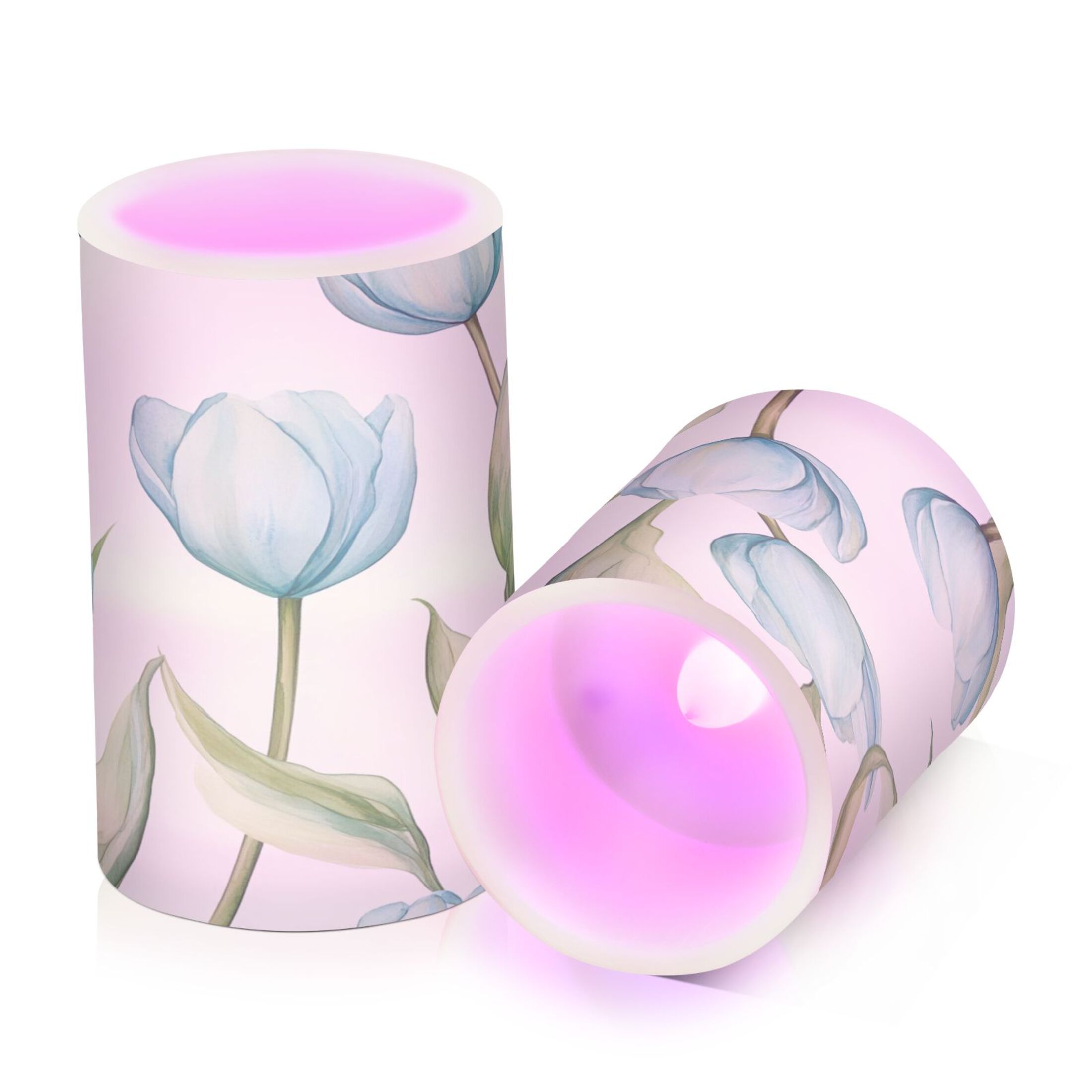 Electronic Candle Light Combination 3x5In, 3x4In Flameless Candle Plastic Festive Decoration Party Christmas Decoration Lovely Blue Tulips