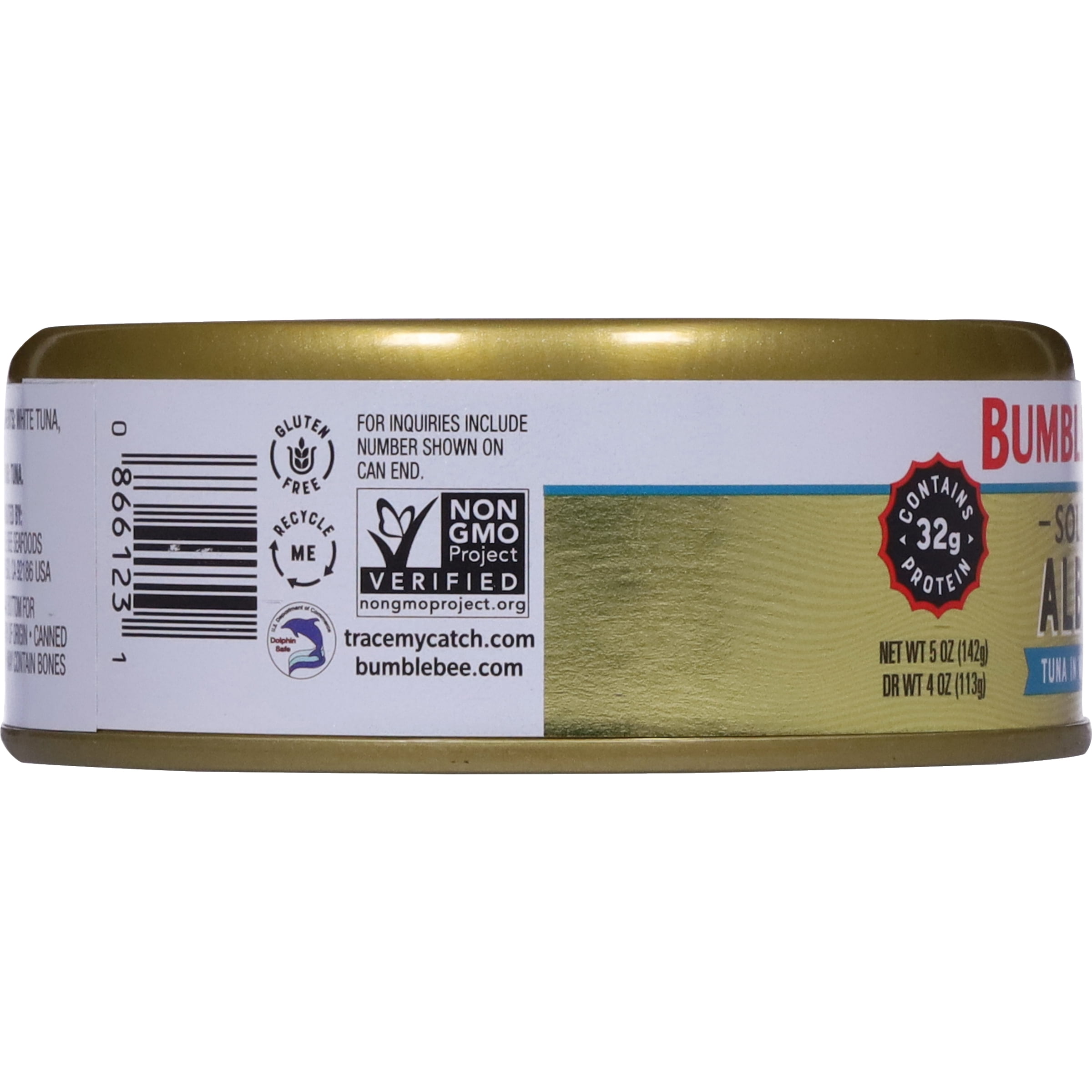 (8 pack) Bumble Bee Prime Low Sodium Solid White Albacore Tuna in Water, Wild Caught, Gluten Free, 32g Protein per Serving, Shelf Stable Can, 5oz