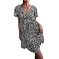 thumbnail image 3 of TRKIYQC Vestido de verano para mujer manga corta con volantes floral cuello en V botón falda de playa suelta para mujer TRKIYQC moderno, 3 of 6