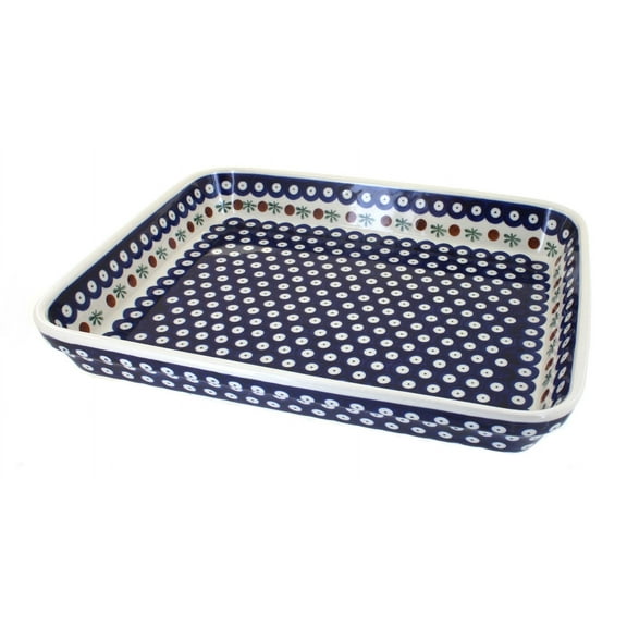 Blue Rose Polish Pottery Nature Large Rectangular Baker