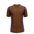 thumbnail image 1 of Chemise à Col Zippé pour Hommes Tendance à Rayures Color Block Manches Courtes Pull Ajusté Vêtements de Golf, 1 of 2
