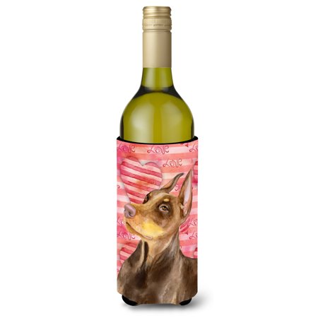 Doberman Pinscher Love Wine Bottle Beverge Insulator Hugger (Best Doberman Pinscher Breeders)