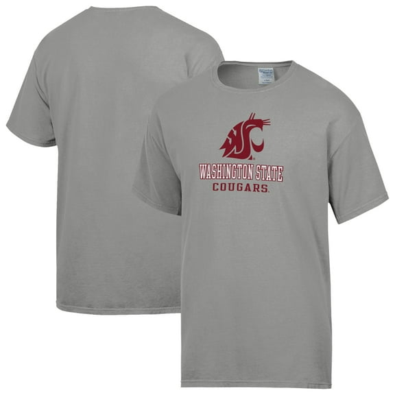Men's ComfortWash Gray Washington State Cougars Logo Over Stacked T-Shirt