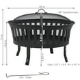 thumbnail image 5 of Sunnydaze 25" Round Wood-Burning Black Finish Steel Fire Pit with Mesh Stripe Cutouts, 5 of 8