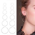 thumbnail image 3 of 6Pairs/Set Women Fashionable Big Hoop Earrings Alloy Large Loop Circle Ear Rings (Silver), 3 of 7