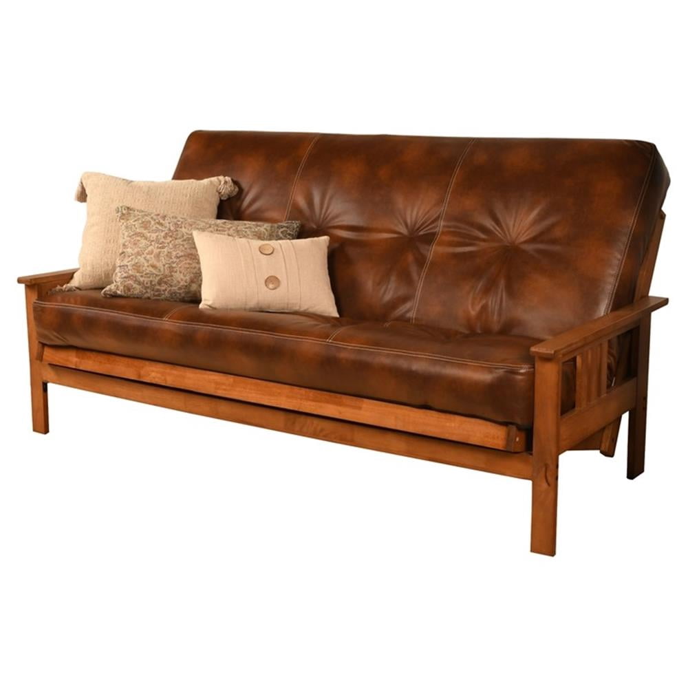 Pemberly Row Full-size Faux Leather Futon Mattress in Brown - Frame Not Included