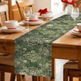 thumbnail image 3 of Green Light Yellow Boho Table Runner, Ethnic Oriental Floral Cotton Linen Kitchen Table Decoration Washable Dining Tabletop Runners for Home Party Decor 13x120 Inches, 3 of 9