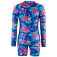thumbnail image 2 of ASFGIMUJ Swimsuits For Girls Teens Baby 1 Pieces Summer Long Sleeve Rash Guard Cute Flower Print Zipper Up Jumpsuit Swimwear Girls Bathing Suit,Size 4-5Y, 2 of 8