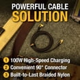 thumbnail image 2 of Cable electrónico DEWALT con ángulo de 90°, 100 W, USB-C, 183 cm, 2 of 9