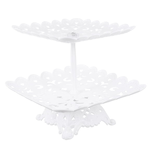 NICERIO White 2-Tier Plastic Cupcake Display Stand Dessert Tower Serving Tray for Wedding Parties and Events