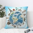 thumbnail image 4 of Pofeuu World Travel Print Double-sided plush pillowcase Square Throw Pillow Covers Pillows Cover for Living Room Bedroom Sofa Couch Cushion Cover（No pillow core）-24"x24", 4 of 7