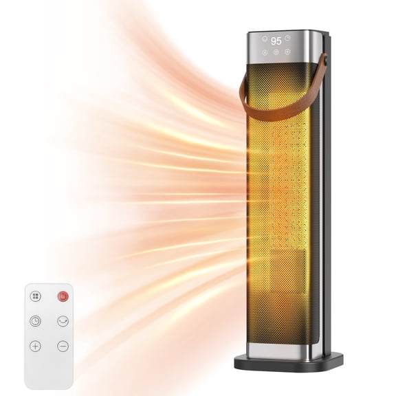 Hsfviop Electric Tower Space Air Heater 1500W PTC Electric Heater Ceramic Fan with Remote,Black