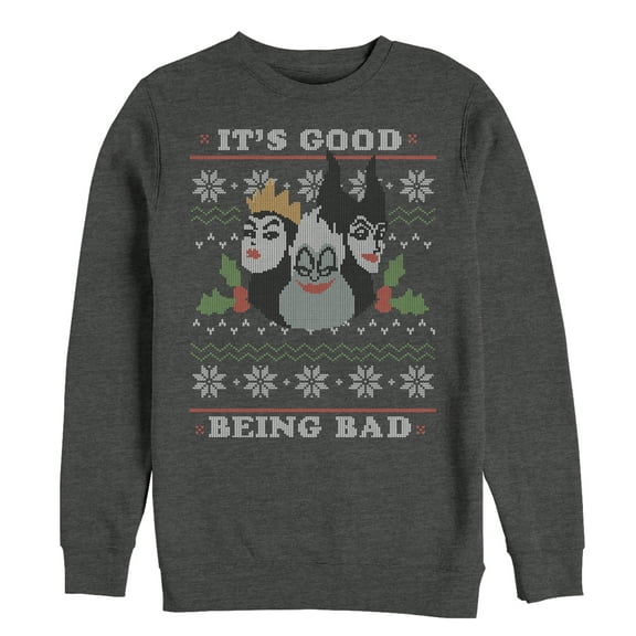 Men's Disney Princesses Christmas Being Bad  Sweatshirt Charcoal Heather Medium