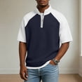thumbnail image 3 of Maean Mens Textured Shirt Short Sleeve Shirts Quarter Zipper Summer Loose Tops Pullover Sweatshirts, 3 of 5