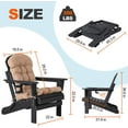thumbnail image 5 of Nalone Folding Adirondack Chairs Set of 2, HDPE Oversized Patio Chairs with Cup Holder and Cushion, Weather Resistant for Garden, Deck, Fire Pit and Campfire(Black), 5 of 10
