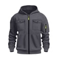 thumbnail image 4 of Rvwovn Men's Zip Up Hooded Jacket Utility Multi-Pocket Casual Fall Winter Outerwear Sizes S-3X, 4 of 7