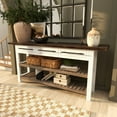 thumbnail image 3 of DecMode Farmhouse Wood Rectangular Console Table with Cedar Brown Shelves and Daisy White Finish, 71"W x 32"H, 3 of 18