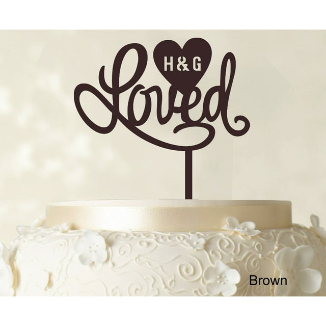 Loved Wedding Cake Topper Personalized Initial Name Cake Topper Cake Decoration Option Available 6-7 Inches Wide