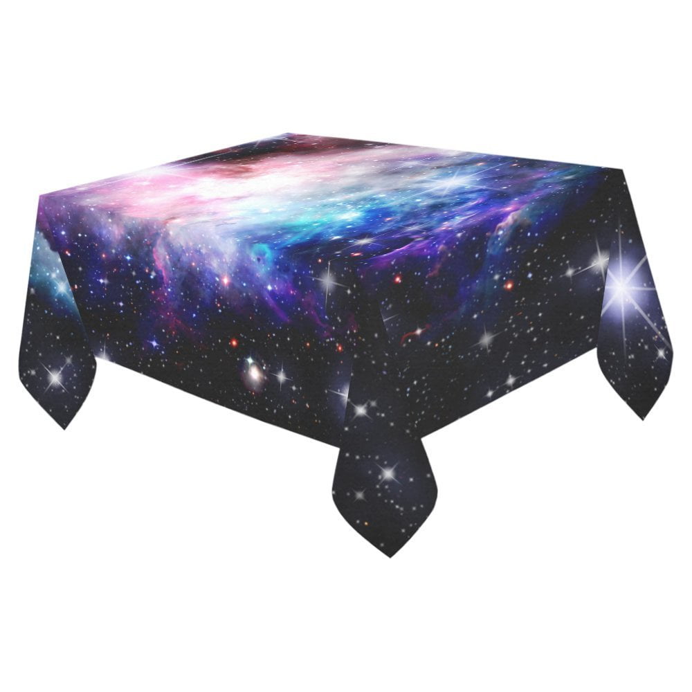 MYPOP Outer Space Nebula Star Tablecloth 52x70 Inches, Night Sky Table