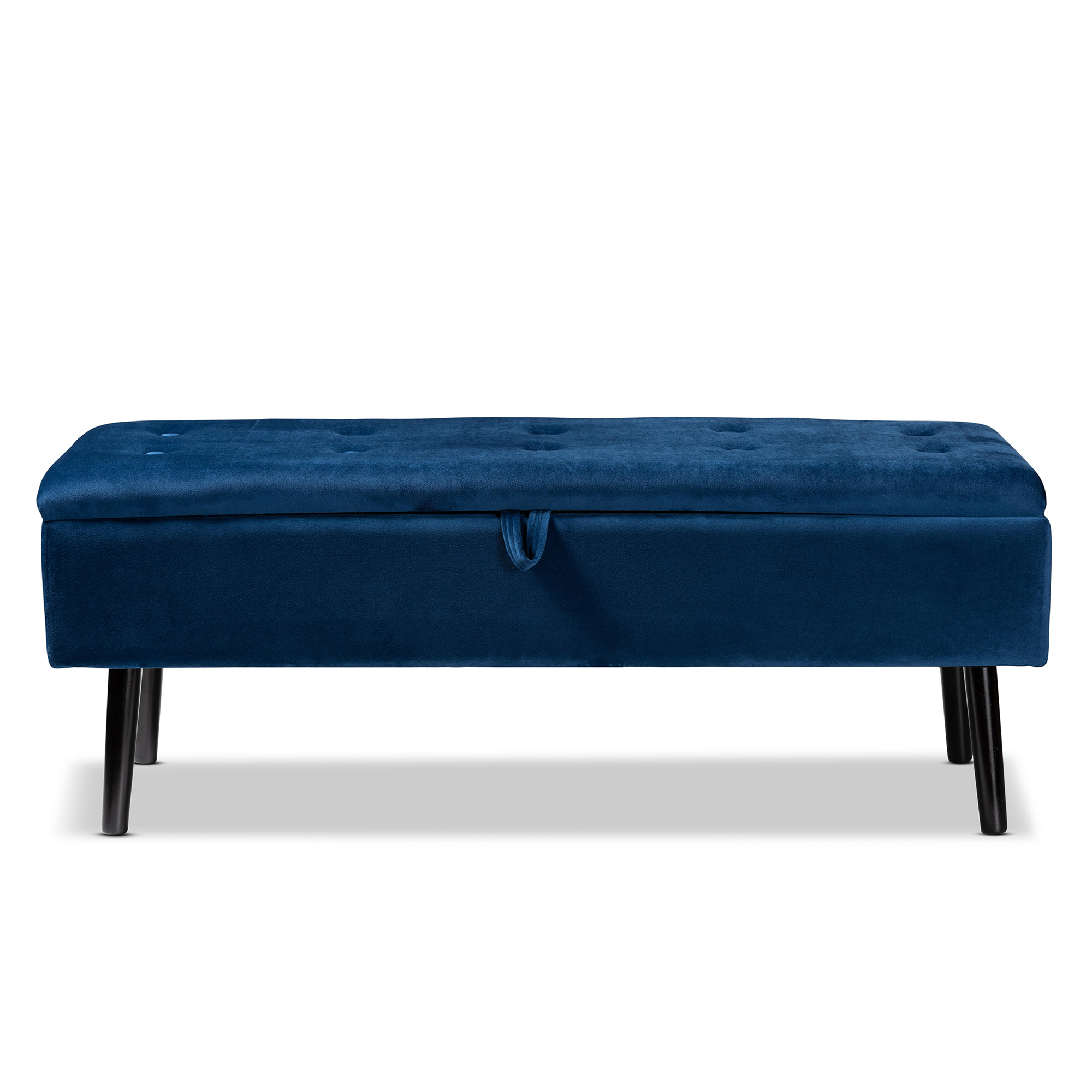 Baxton Studio Caine Upholstered & Tufted Bench, Navy Blue