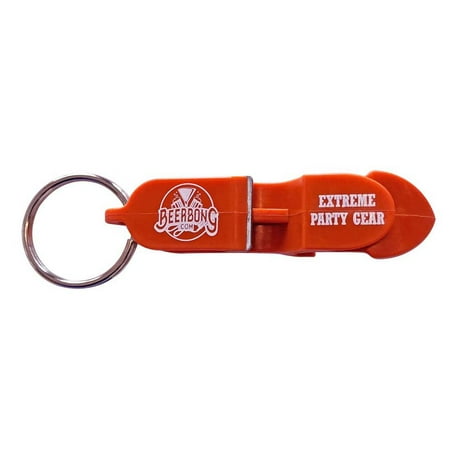 Beer Shotgunning Orange Bottle Opener Keychain