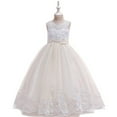 thumbnail image 2 of YOUYEDIAN Princess Lilac Long Girls Pageant Dresses Kids Prom Puffy Tulle Ball Gown Girl Dress For Wedding Beige 8-9 Years, 2 of 7