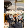 thumbnail image 4 of Outdoor Tablecloth with Umbrella Hole and Zipper, Orange Green Pumpkins Fall Square Table Cloth 60x60 Inch Waterproof Tablecloth, Thanksgiving Floral Botanical Picnic Table Cover for Patio Camping, 4 of 7