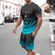 thumbnail image 3 of Mens Pantalones Casuales Cuello Redondo Impresión de Manga Corta Blusa Y Pantalones Cortos Traje, Pantalones de Traje para Hombres, 3 of 5