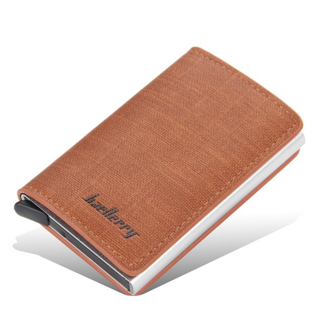 Tarjetero neutro para hombre y mujer, carcasa de aluminio metálico, antimagnético, automático, elástico, tipo tarjeta, tarjetero RFID, tarjetero