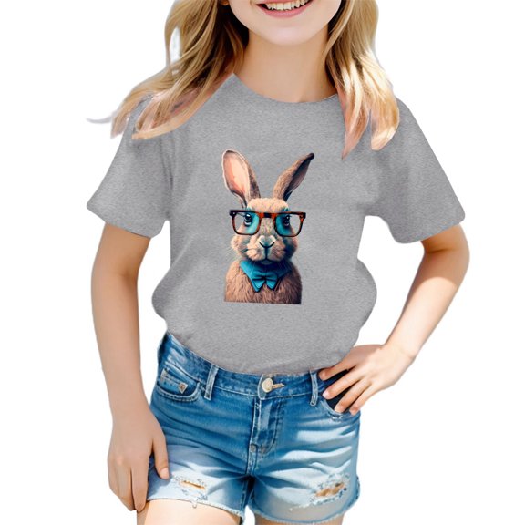 Byoo Easter Tee Shirt for Toddler Girl Tough Short-Sleeve T-Shirt Outdoor Popular Breathable Kids T-Shirt,Grey