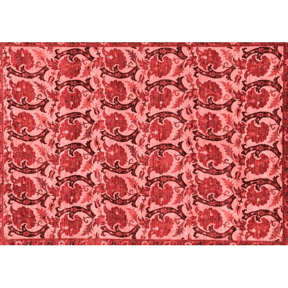 Ahgly Company Indoor Rectangle Abstract Red Modern Area Rugs, 2' x 5'
