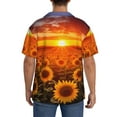 thumbnail image 3 of Yiaed Sunset Golden Sunflower Field Print Mens Casual Wrinkle Free Shirts Short Sleeve Button Down Summer Stretch Dress Shirt-XX-Large, 3 of 5