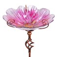 thumbnail image 1 of Birdbath MUMTOP de cristal de 79 cm de altura con estaca de metal, color rosa, 1 of 7
