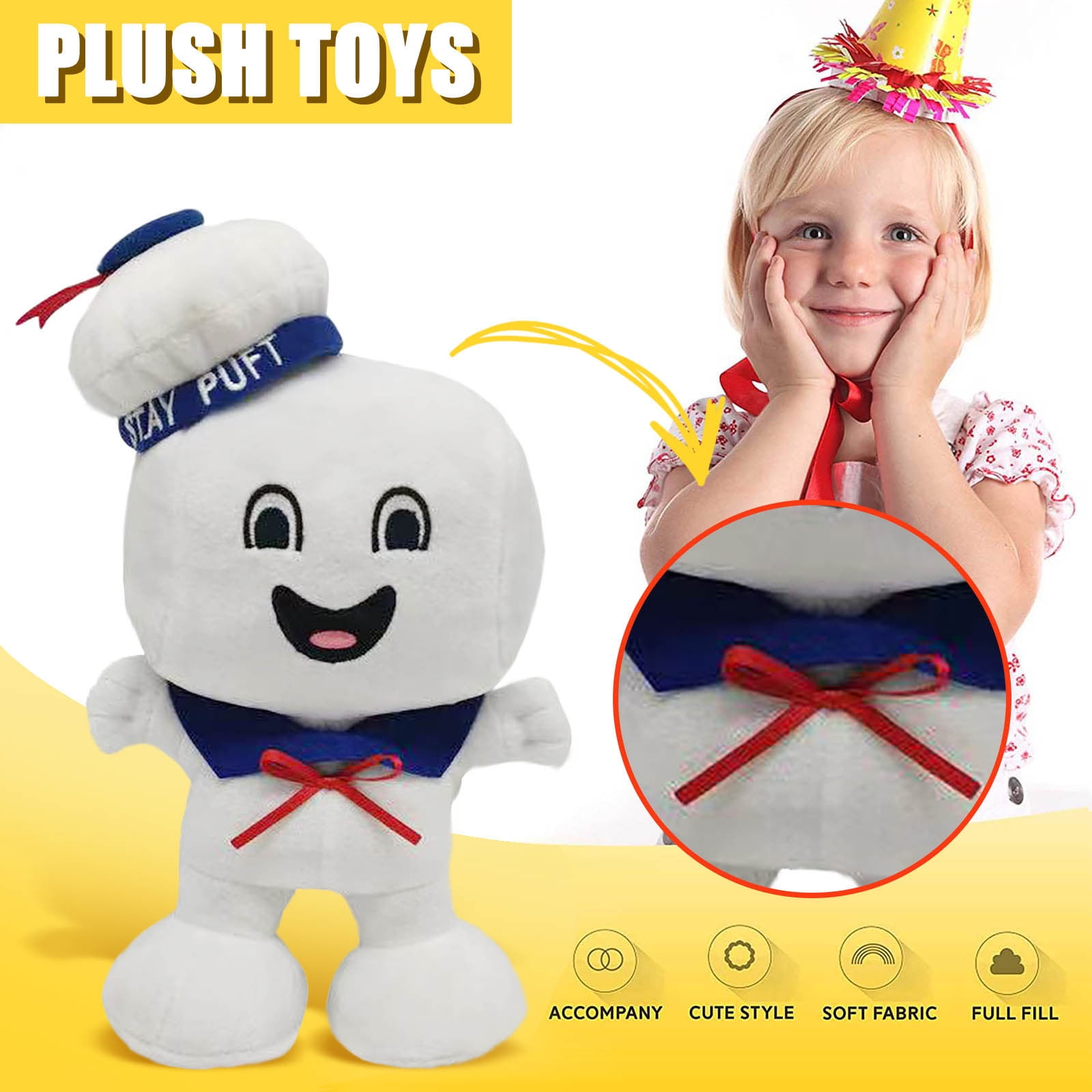Ghostbusters Marshmallow Man Plushies Toy Soft Stuffed Animal Doll for Kids and Adults