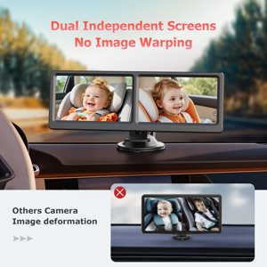 1080P HD 7 Dual Car Baby Camera Monitor Split Screen for 2 Kids 150° Wide Angle 2 IR Night Vision Lenses Easy Install Backseat Camera