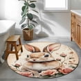 thumbnail image 4 of Round Area Rug 3ft, Watercolor Floral Easter Egg Non-Slip Non-Shedding Floor Mat, Pastoral Rose on Retro Backdrop Washable Sturdy Carpet for Living Room Bedroom Home Decor, 4 of 9